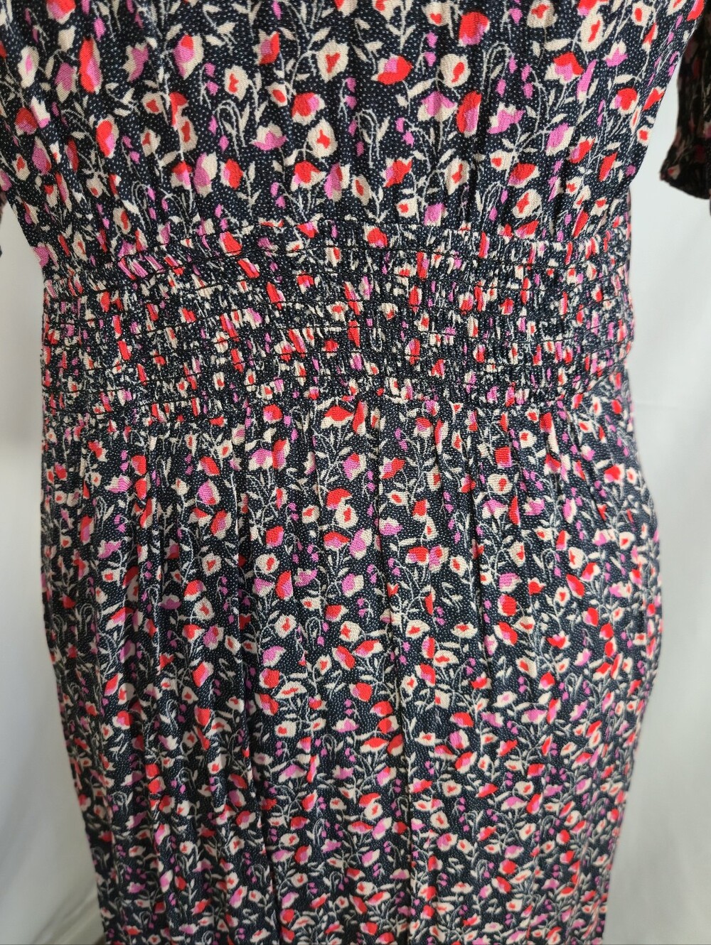 Love Stitch Black Floral V-Neck Maxi Dress with Pink and Red Blossoms - Picture 5 of 10